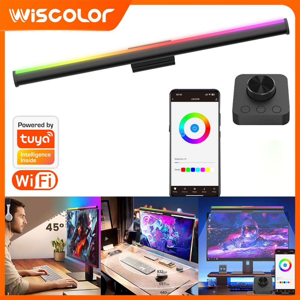 Desk Setup On Bed - Barre lumineuse RGB pour moniteur, barre