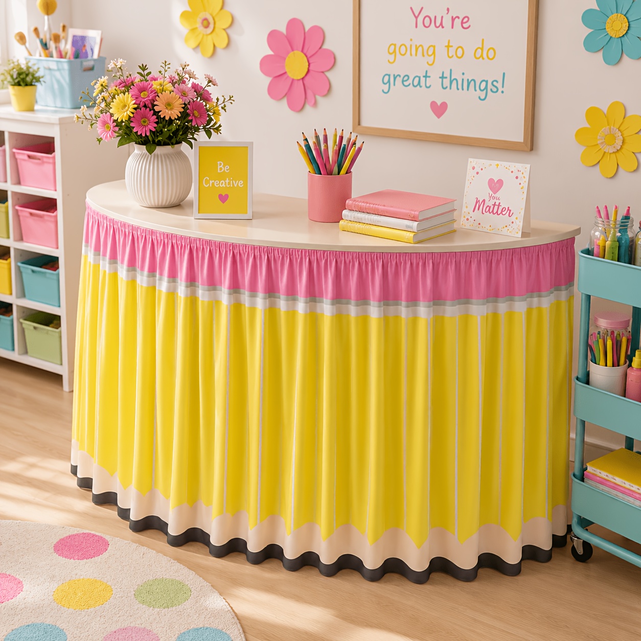 1 jupe de table à crayons pour - Yellow Desk Setup avis et prix